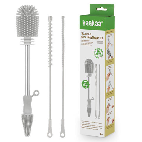 Haakaa - Silicone Cleaning Brush Kit  - Suva Grey