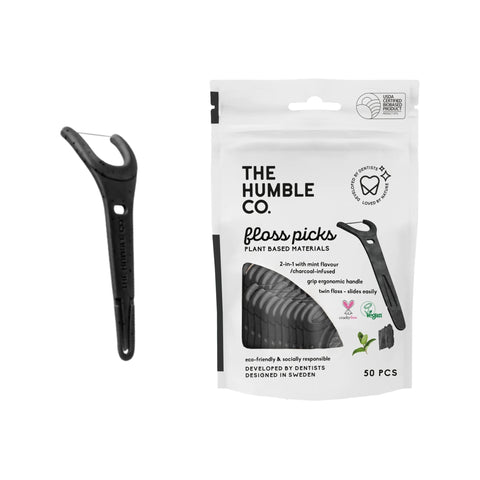 Humble Dental Floss Grip Picks - Single Thread - Charcoal - N50