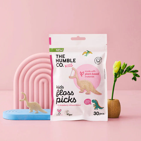 Humble - Kids Dental Floss Picks - Single Thread - Strawberry N30