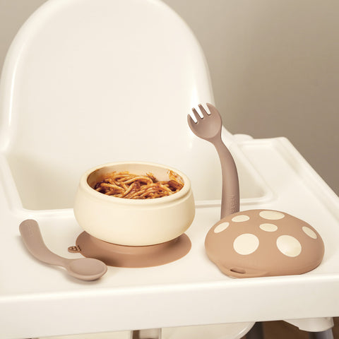 Haakaa - Silicone Mushroom Bowl & Bendy Cutlery set