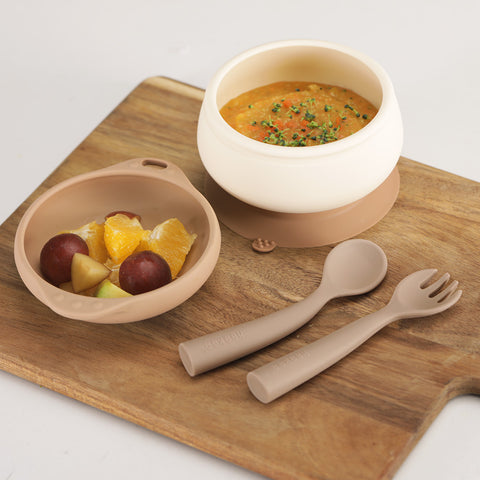 Haakaa - Silicone Mushroom Bowl & Bendy Cutlery set