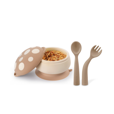 Haakaa - Silicone Mushroom Bowl & Bendy Cutlery set