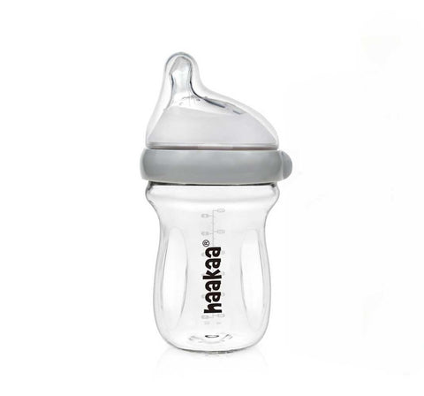 Haakaa - Generation 3 Glass Baby Bottle 180ml - Grey N1